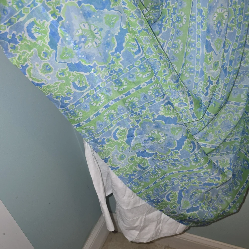 Gretchen Scott Borderline Maxi Dress Watteau Vibrant Green and Blue - Picture 11 of 11